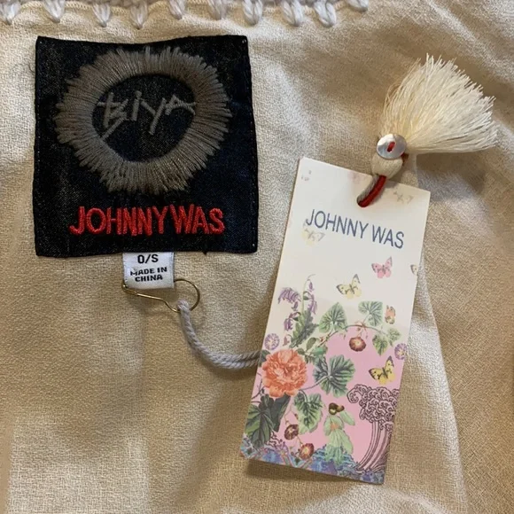 Johnny Was Biya Cream ARO Linen Open Front Poncho